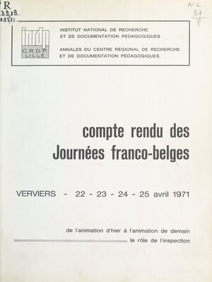 cover image of De l'animation d'hier à l'animation de demain, le rôle de l'inspection